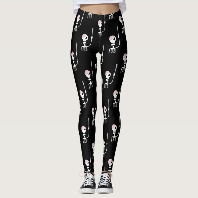 Halloween-Skelett mit Schwert Leggings (Vorderseite)
