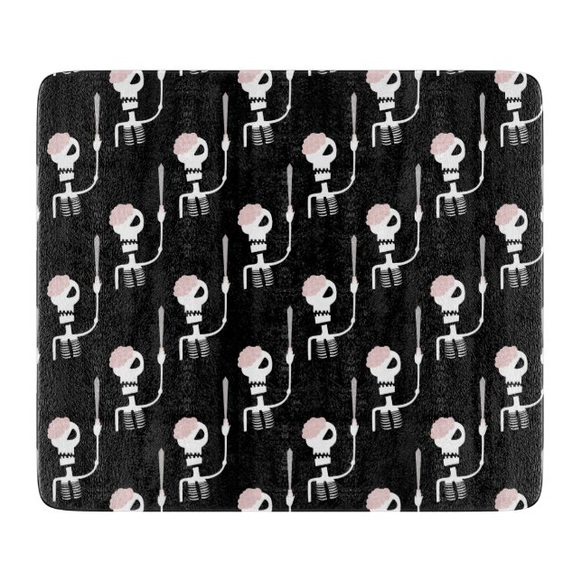Halloween-Skelett mit Schwert Schneidebrett (Vorderseite)