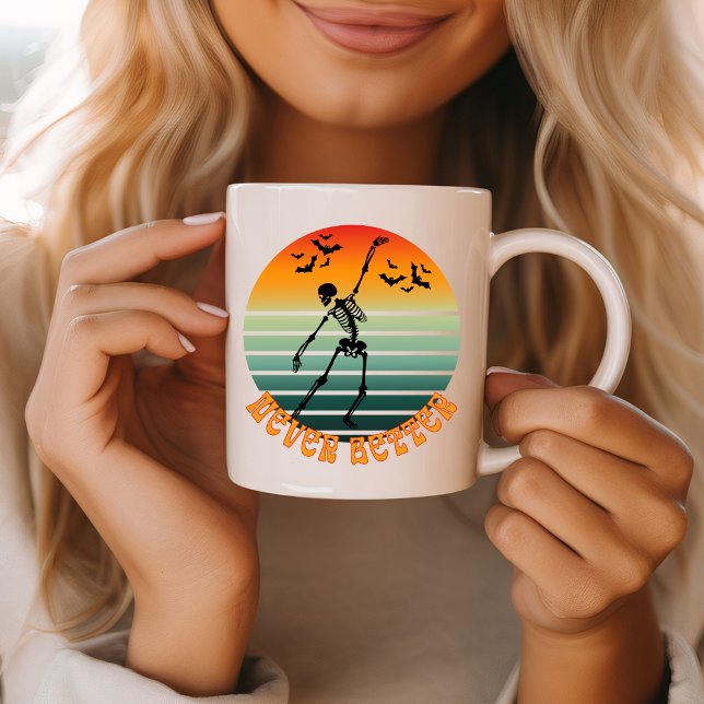 Halloween-Skelett nie besser tanzt Sonnenuntergang Kaffeetasse (Von Creator hochgeladen)