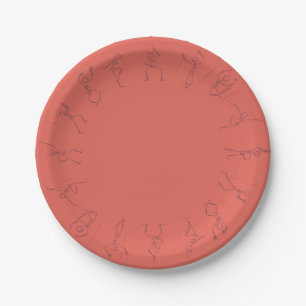 Halloween Skelett - orange Pappteller