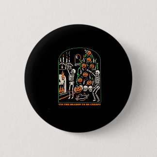 Halloween-Skelett-Party Die Zeit Ist Da, Um Grusel Button