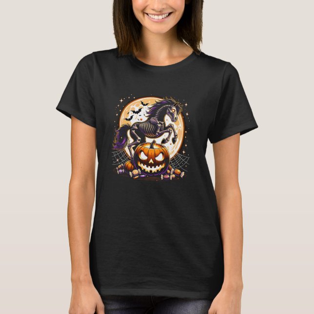Halloween-Skelett-Pferd T-Shirt (Vorderseite)