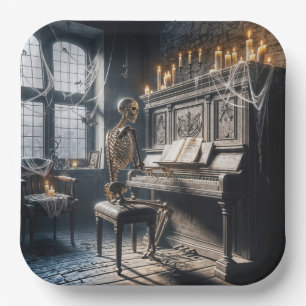 Halloween-Skelett-Pianist Pappteller