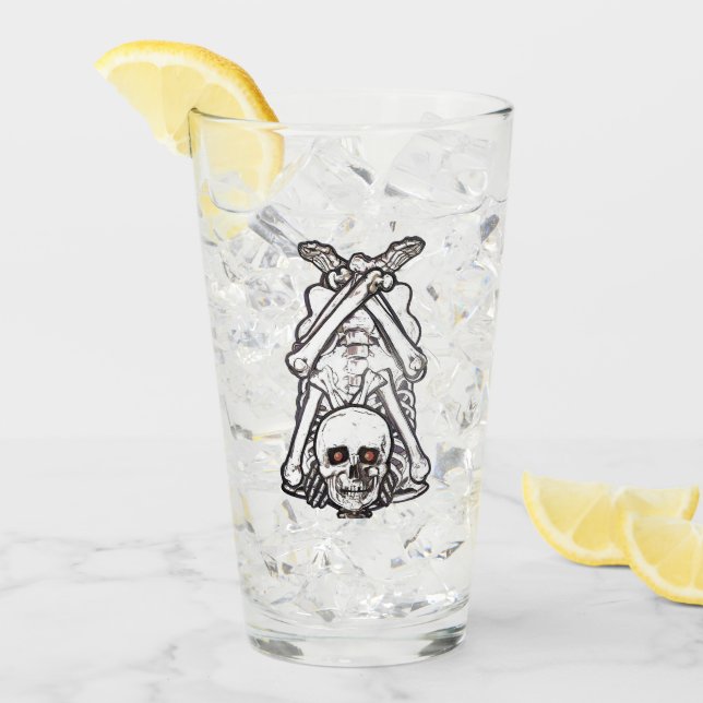 Halloween Skelett - Pint Glass Glas (Vorderseite Ice)