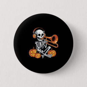 Halloween-Skelett-Posaune Posaunist Button