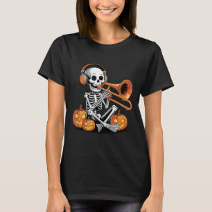 Halloween Skelett Posaune Posaunist T-Shirt