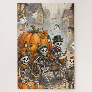 Halloween-Skelett-Puzzle Süßer spookiger Kürbis Puzzle
