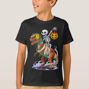 Halloween-Skelett reitet Mumie T-Rex Dinosaurier S T-Shirt