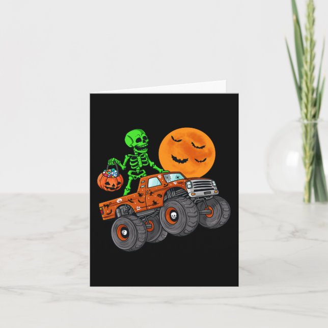 Halloween Skelett Reitmonster Truck Kleinkind Bo Karte (Vorderseite)