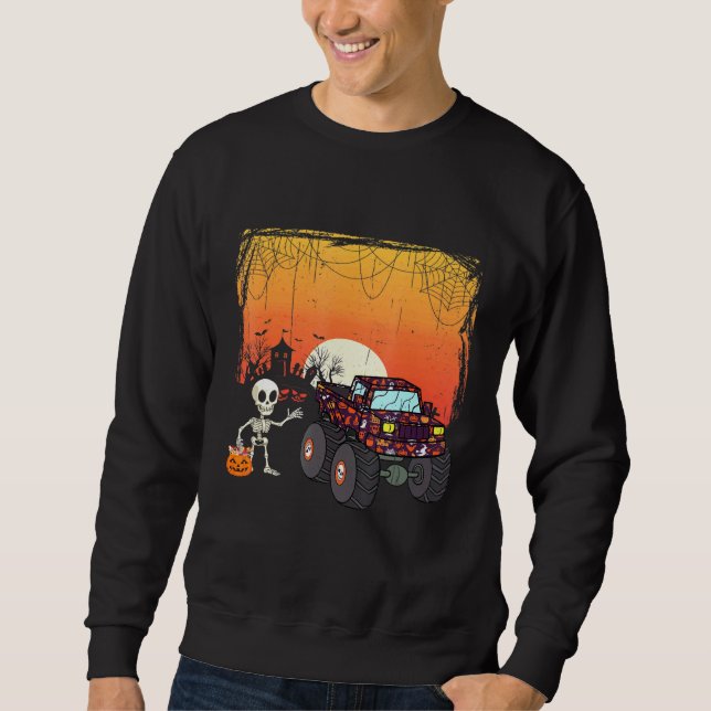 Halloween Skelett Reitmonster Truck Kleinkind Bo Sweatshirt (Vorderseite)