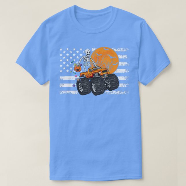 Halloween Skelett Reitmonster Truck Kleinkind Bo T-Shirt (Design vorne)