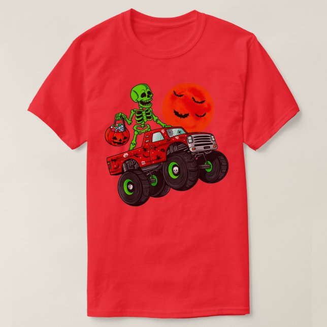 Halloween Skelett Reitmonster Truck Kleinkind Bo T-Shirt (Design vorne)