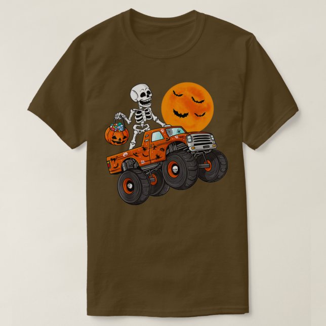 Halloween Skelett Reitmonster Truck Kleinkind Bo T-Shirt (Design vorne)