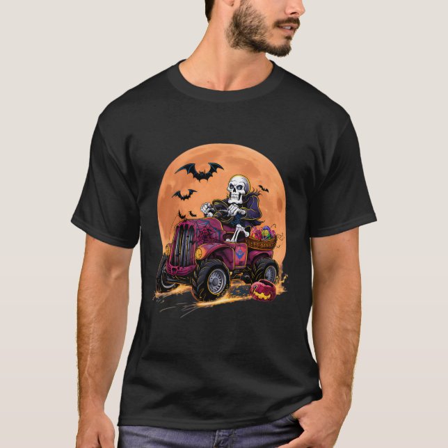 Halloween Skelett Reitmonster Truck Kleinkind Bo T-Shirt (Vorderseite)