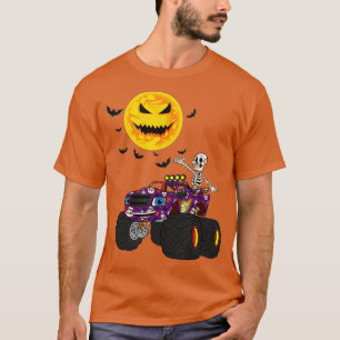 Halloween Skelett Riding Pumpkin Truck Boys Kids T-Shirt
