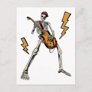 Halloween-Skelett Rock Hand Gitarre spielend Postkarte