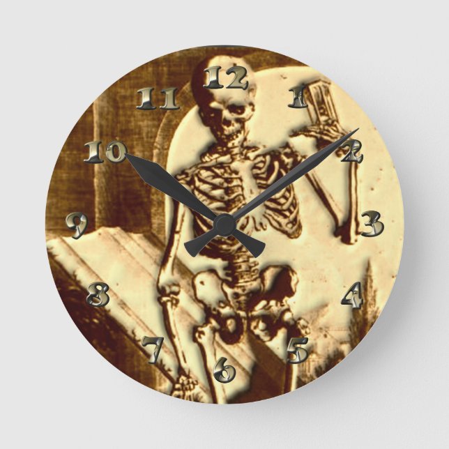 Halloween-Skelett Runde Wanduhr (Vorderseite)