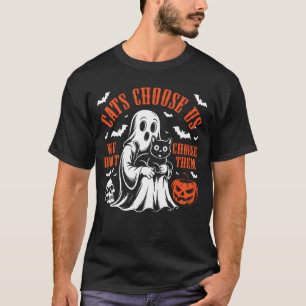 Halloween Skelett Schwarze Katzen Wählen Sie uns, T-Shirt