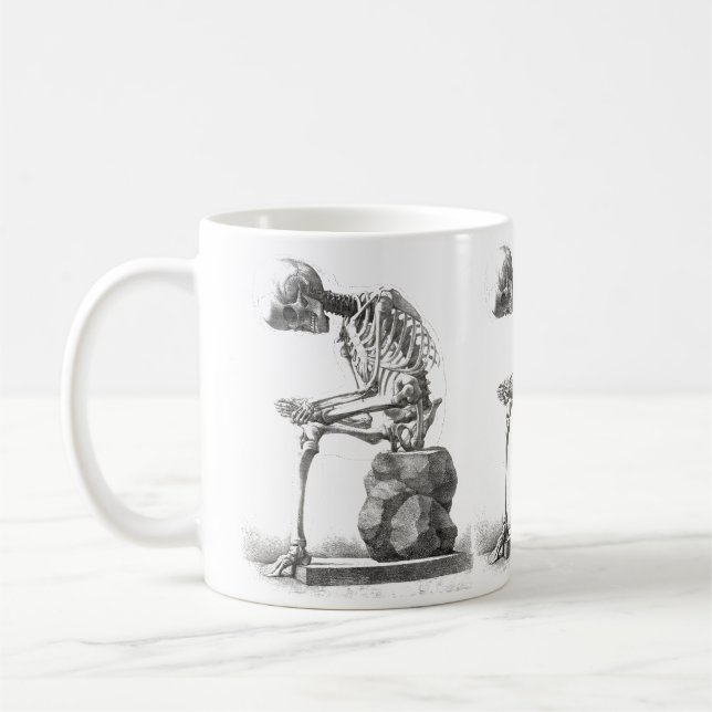 Halloween Skelett Sitting Anatomie Kaffeetasse (Links)