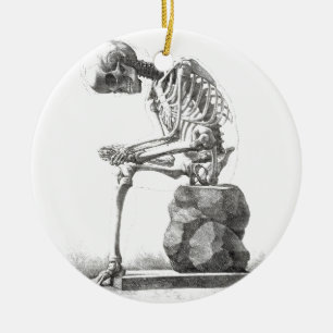 Halloween Skelett Sitting Anatomie Keramik Ornament