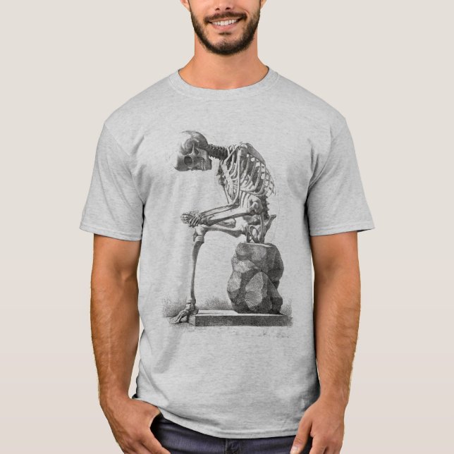 Halloween Skelett Sitting Anatomie T-Shirt (Vorderseite)