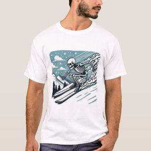 Halloween-Skelett Skifahren  T-Shirt