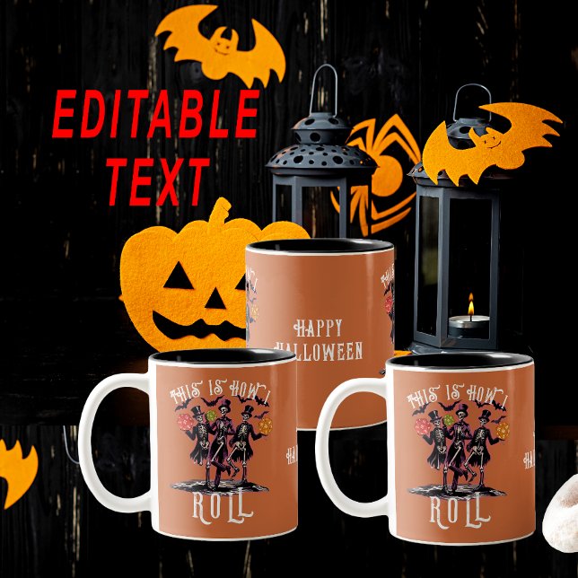 Halloween Skelett So Roll ich Gamer Dice Zweifarbige Tasse (Halloween Skeleton This Is How I Roll Gamer Dice Funny Gifts For Gamers RPG DND)