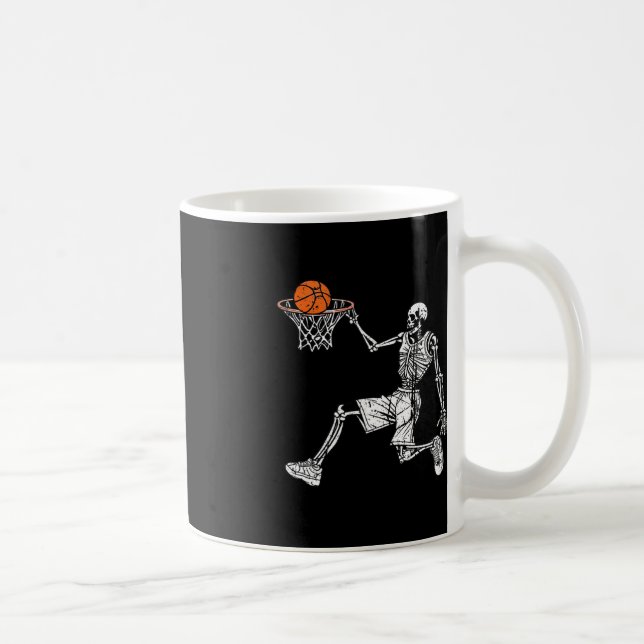 Halloween Skelett Spaß Basketballspieler Slam Kaffeetasse (Rechts)