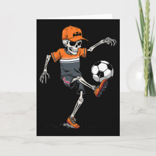 Halloween-Skelett spielt Fußball-Kostüm für Kinder Karte