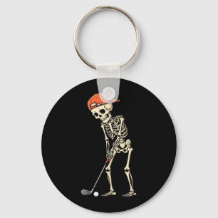 Halloween-Skelett spielt Golf lustiger Golfer Jung Schlüsselanhänger