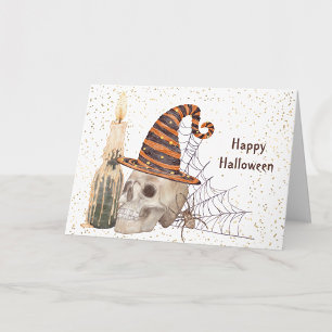 Halloween-Skelett-Spinnennnetz-Kerze Karte