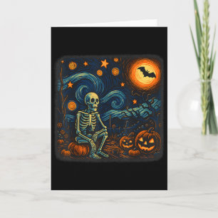 Halloween-Skelett Sternennacht Van Gogh Kürbis M Karte