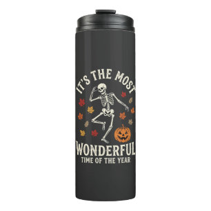 Halloween-Skelett-Tanz-Kürbis-Herbst Thermosbecher