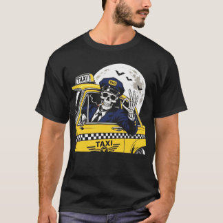 Halloween-Skelett-Taxifahrer   T-Shirt
