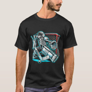 Halloween-Skelett-Torhüter-Hockey  T-Shirt