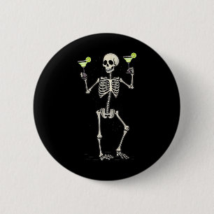Halloween-Skelett trinkt Margarita-Schwanz  Button