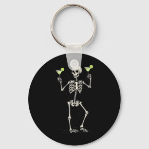 Halloween-Skelett trinkt Margarita-Schwanz Schlüsselanhänger