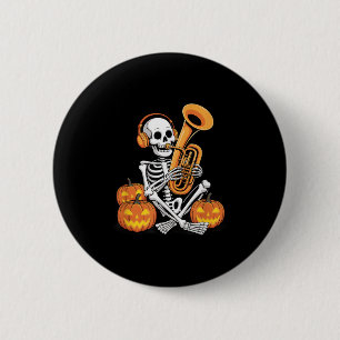 Halloween-Skelett Tuba Tubist Button