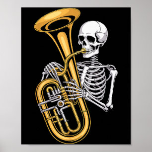Halloween-Skelett Tuba Tubist Poster