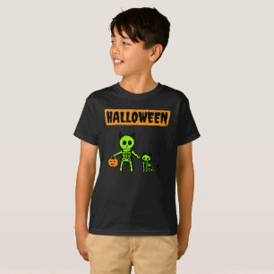Halloween-Skelett und Katze T-Shirt