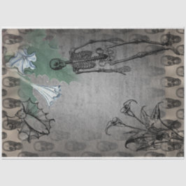 Halloween Skelett und White Calla Lilies Ephemera Seidenpapier