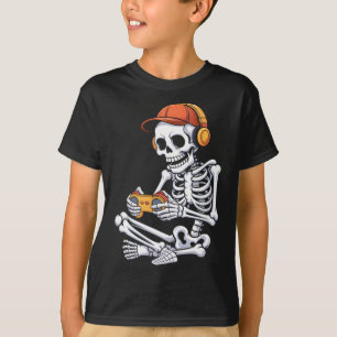 Halloween-Skelett-Videospiel-Gamer-Jungen-Männer-T T-Shirt
