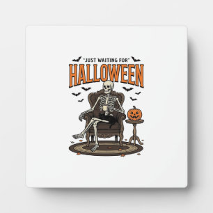 Halloween-Skelett wartet einfach Funny Vintage_1 Fotoplatte