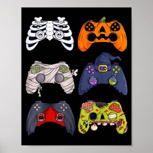 Halloween-Skelett-Zombie-Gaming-Controller-Mumie Poster