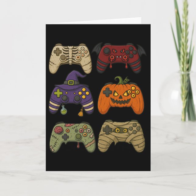 Halloween-Skelett-Zombie-Mumie-Gaming-Controller Karte (Vorderseite)