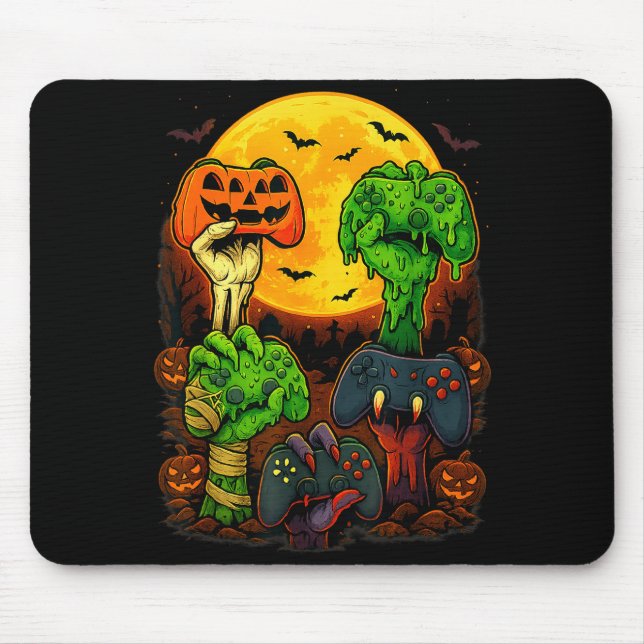 Halloween-Skelett-Zombie-Mumie-Gaming-Controller Mousepad (Vorne)