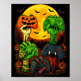 Halloween-Skelett-Zombie-Mumie-Gaming-Controller Poster
