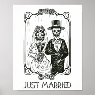 Halloween Skelette Braut und Groom nur verheiratet Poster
