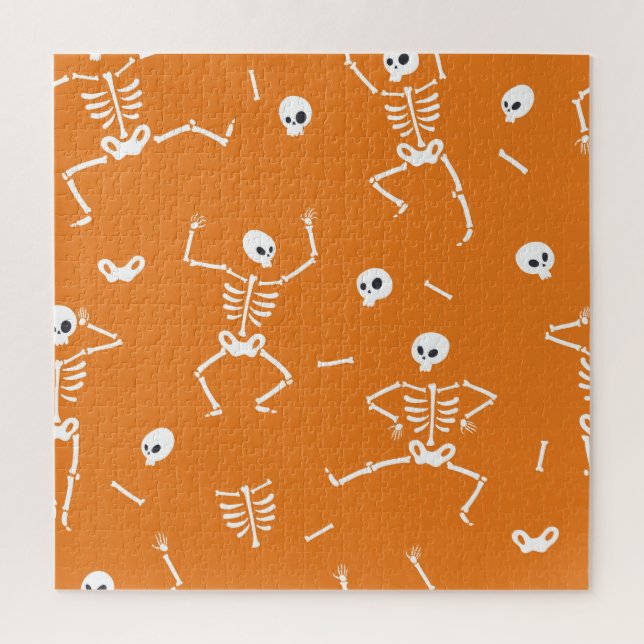 Halloween Skelette Fun Nahtloses Muster Puzzle (Vertikal)