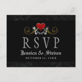 Halloween Skelette & Heart Matching Wedding RSVP Einladungspostkarte